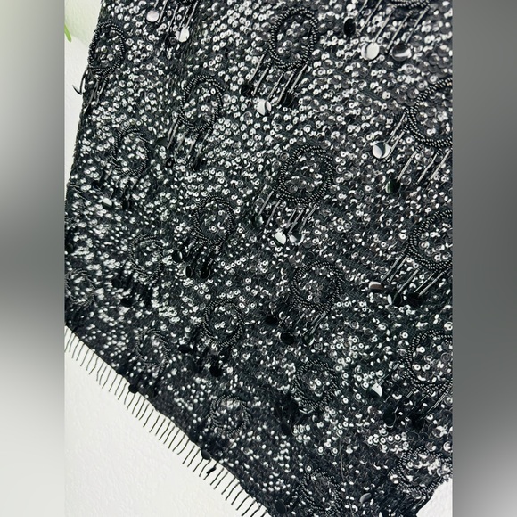 Vintage 1960s Black Sequins Top Forecast Shop Beaded and Sequined Sweater Blouse - Picture 8 of 9